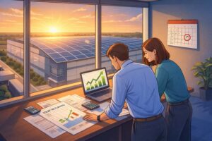 Safe Harbor solar tax credit illustration explaining commercial solar incentives, installation timelines, and financial benefits.
