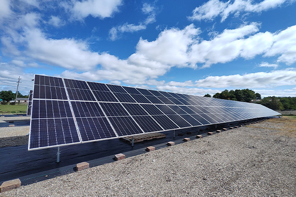 Commercial solar installation at Wenke Greenhouses improving energy efficiency and supporting sustainable greenhouse production.